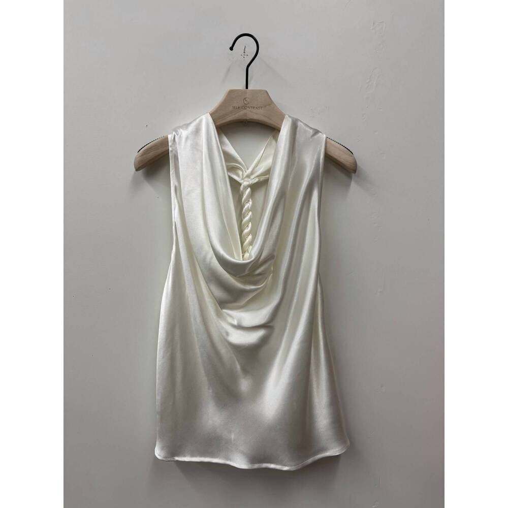 NEW SELF CONTRAST women's sara cowl neck top in white